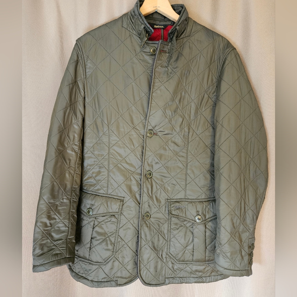Barbour Olive Quilted Jacket - Men's Classic Field Coat